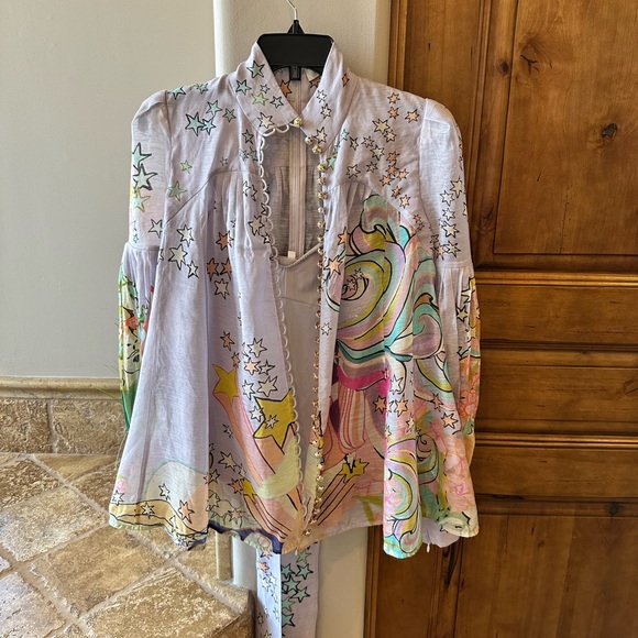 Zimmermann Concert Tie Neck Collage Blouse💋 - Picture 7 of 15